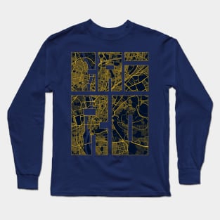 Cairo, Egypt City Map Typography - Art Deco Long Sleeve T-Shirt